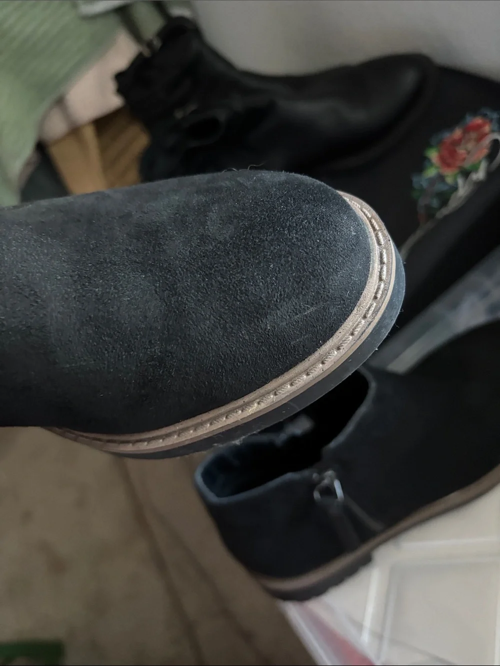 Esprit Black Suede-Look Ankle Booties